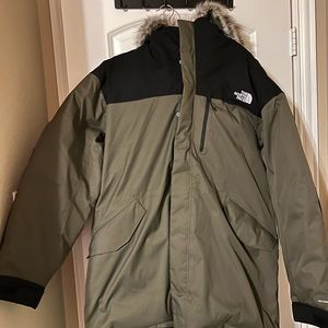 North Face TNF Green Coat Fur Hood Size XXL